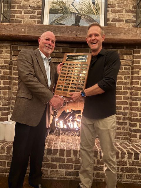 2025 Firefighter of the Year receiving his award